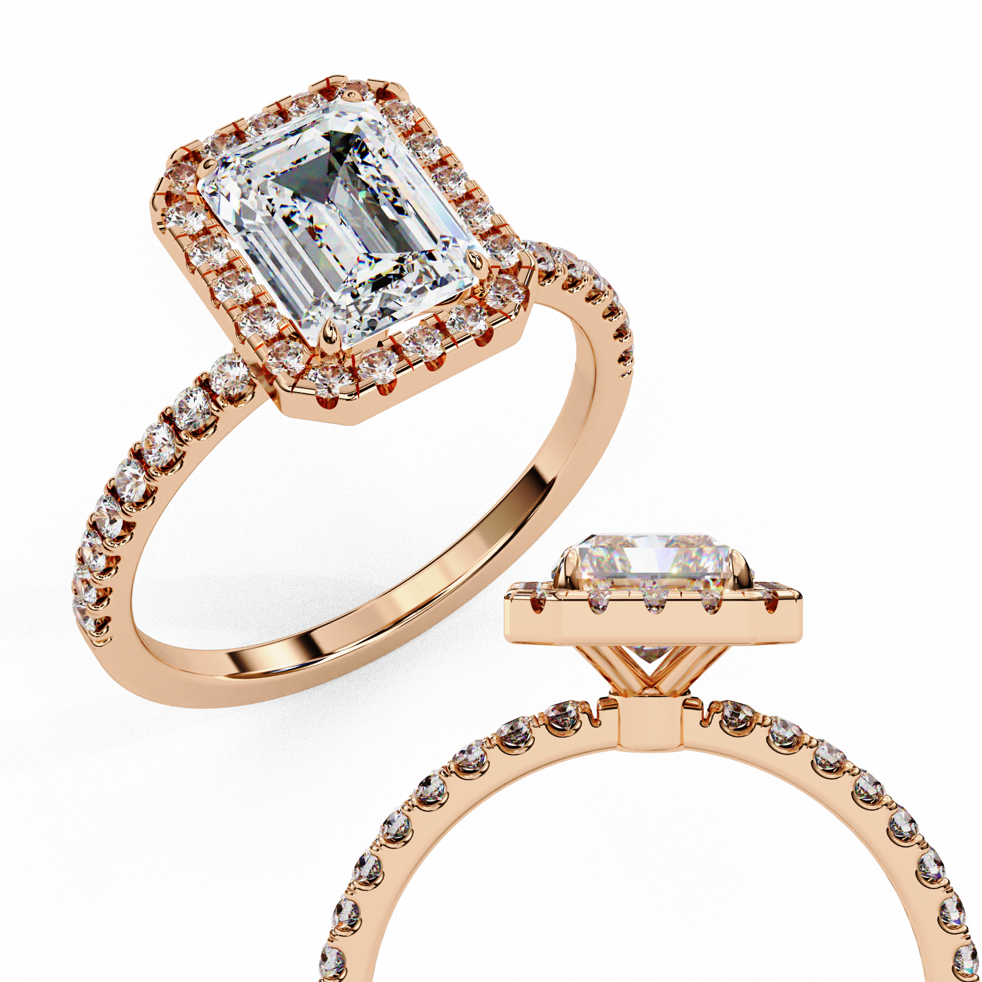 Rose gold diamond ring front view