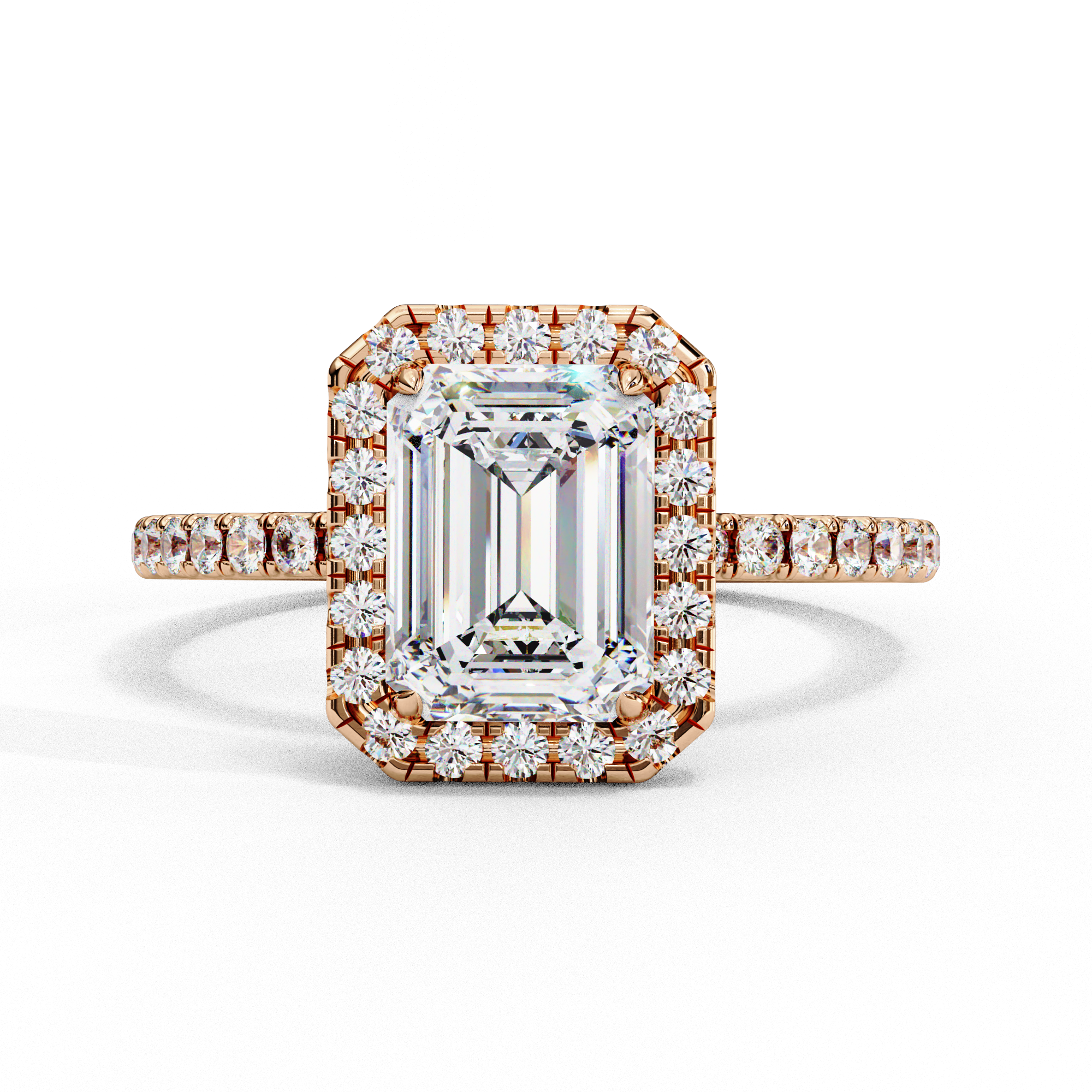 Rose gold diamond ring front view