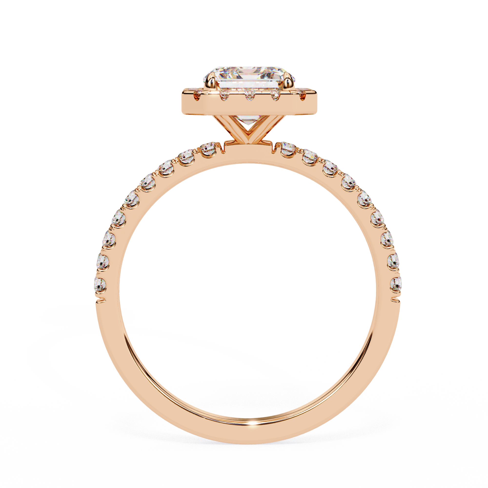 Rose gold diamond ring front view