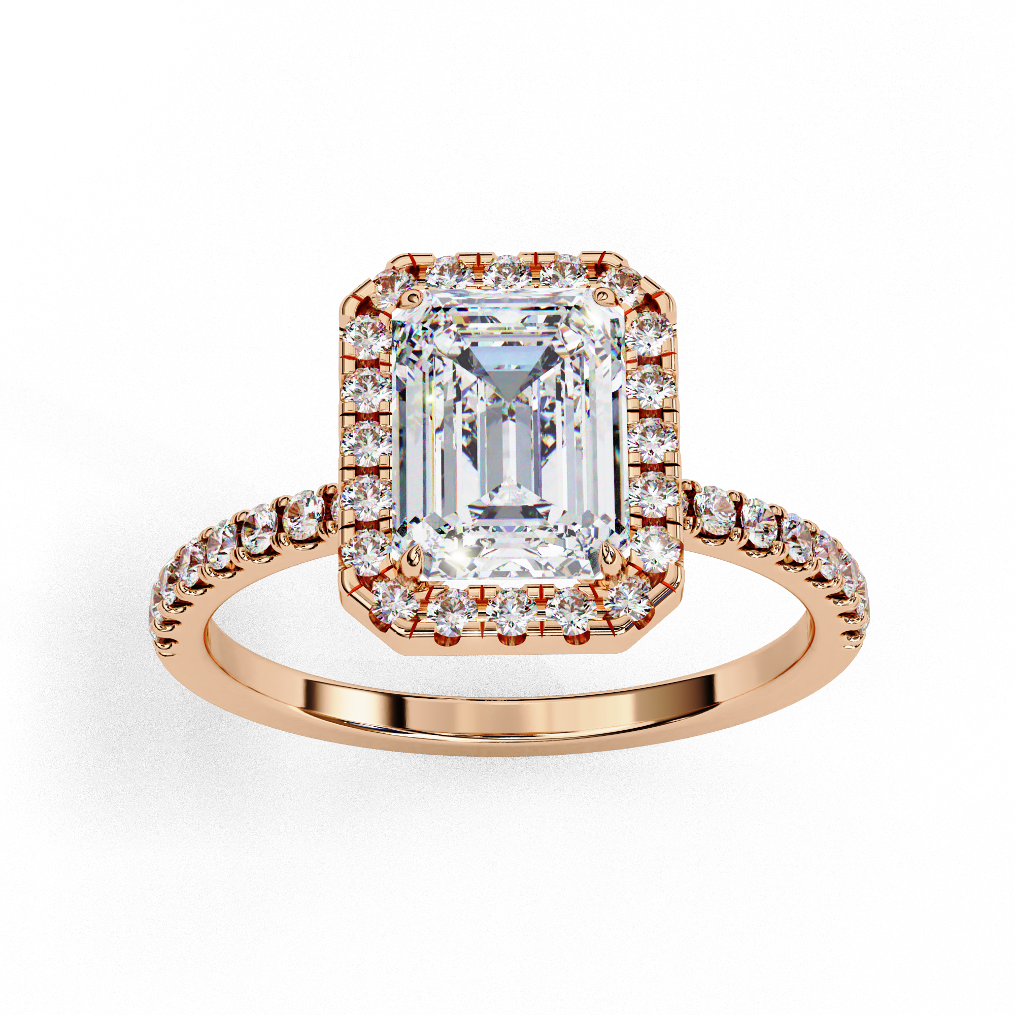 Rose gold diamond ring front view