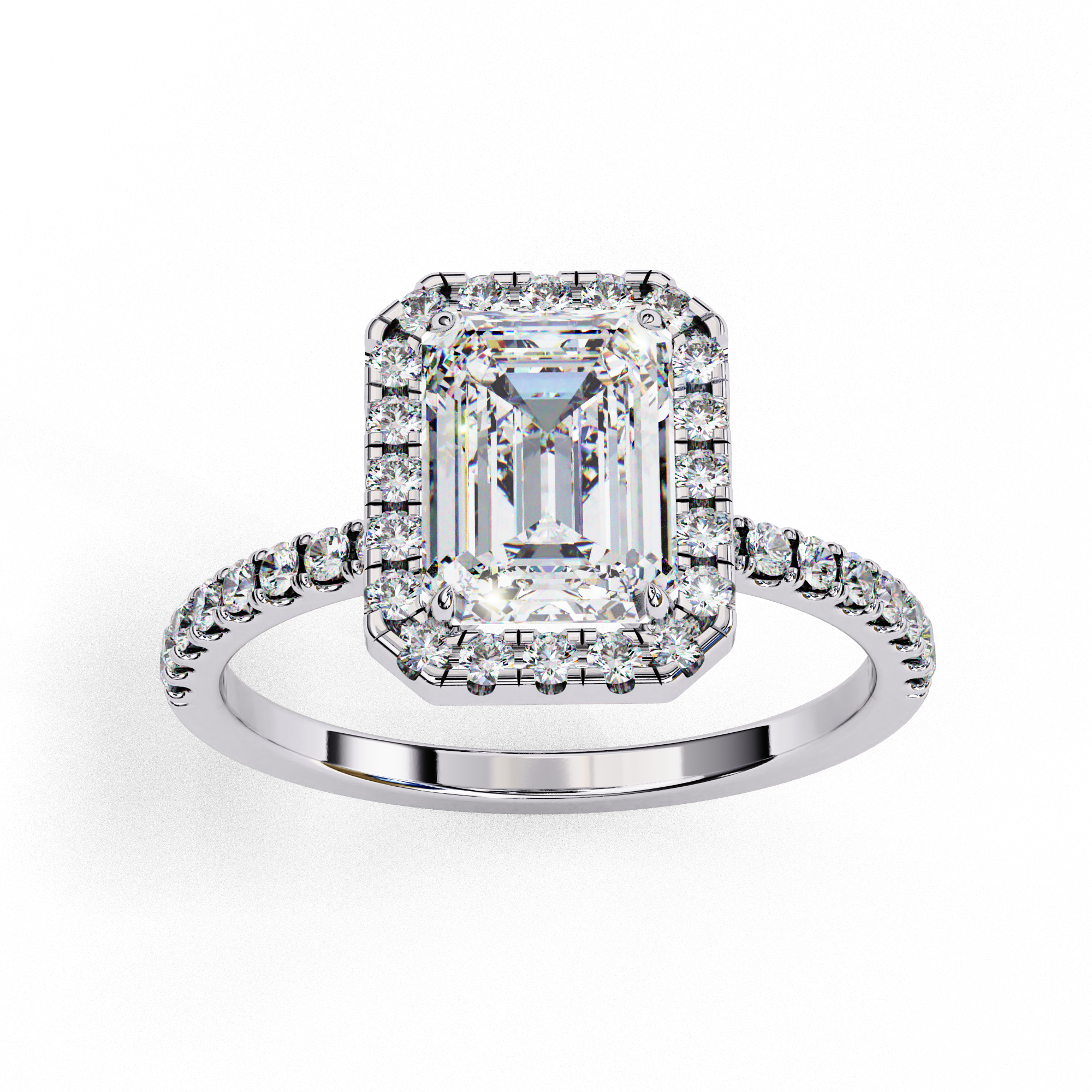 White gold diamond ring front view